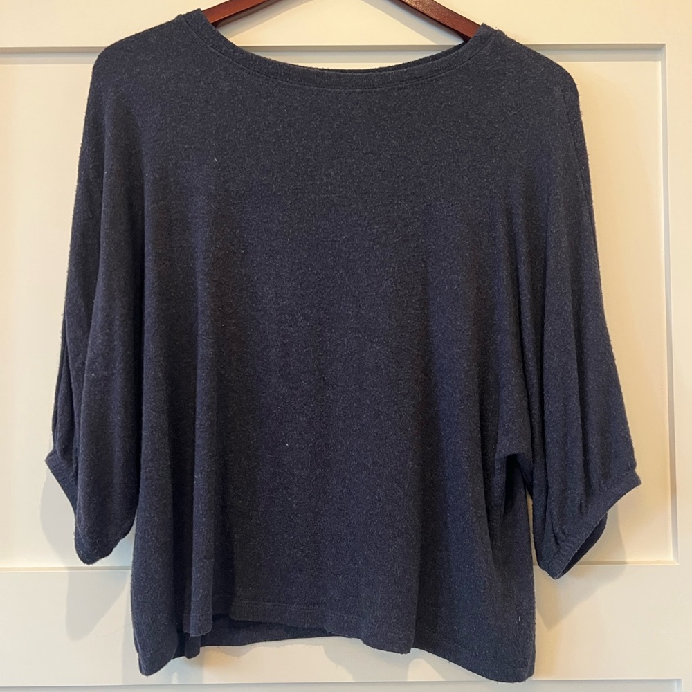 Cozy Navy Blue Drop Sleeve Top by Velvet